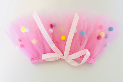 Pink Pom Pom Dog Tutu Skirt (Small)
