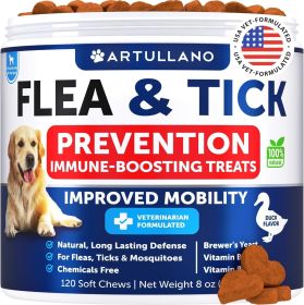 Flea and Tick Prevention for Dogs Chewables Natural Flea Treatment Supplement for Small & Large Dogs with Vitamins Immune Support Chews Pest Defense O