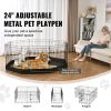 Dog Playpen, 8 Panels Foldable Metal Dog Exercise Pen with Bottom Pad, 24" H Pet Fence Puppy Crate Kennel with Ground Stakes