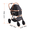 Pet Stroller, 4 Wheels Dog Stroller Rotate with Brakes, 66 lbs Weight Capacity, Puppy Stroller with Detachable Carrier, Storage Basket and Pet Pad
