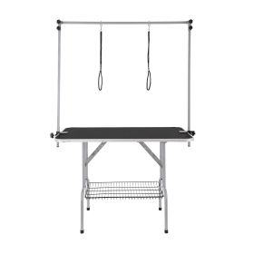 Pet Grooming Table Two Arms with Clamp, 46'' Dog Grooming Station, Foldable Pets Grooming Stand for Medium and Small Dogs