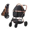 Pet Stroller, 4 Wheels Dog Stroller Rotate with Brakes, 66 lbs Weight Capacity, Puppy Stroller with Detachable Carrier, Storage Basket and Pet Pad