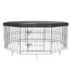 Dog Playpen, 8 Panels Foldable Metal Dog Exercise Pen with Top Cover, 24" H Pet Fence Puppy Crate Kennel with Ground Stakes