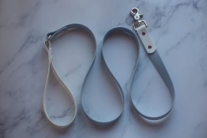 Biothane Leash - Two Toned - Style 2 (Color: Pastel Blue|White, size: 6 ft)