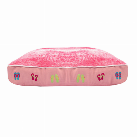 Halo Flip Flops Rectangular Dog Bed (Color: pink, size: L)