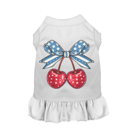 The Cherry Jubilee Americana Dress (Color: White, size: L)