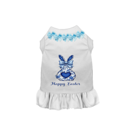 Blue Chinoiserie Easter Dress (Color: White, size: XL)