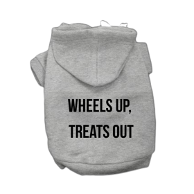 The Wheels Up Treats Out Hoodie (Color: Gray, size: small)