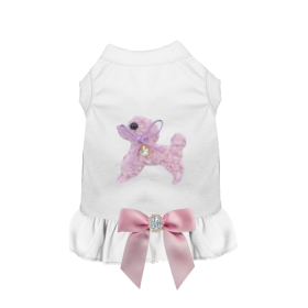 Poodle Crystal Dog Dress (Color: White, size: XS)