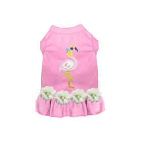 Crowned Flamingo Garden Dog Dress (Color: pink, size: L)