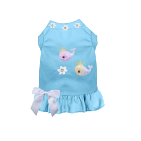 Royal Mermaid Whales Floral Dress (Color: Sky Blue, size: XS)