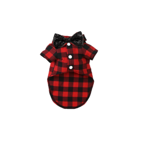 My Fancy Buffalo Plaid Bowtie Dog Shirt (size: S)