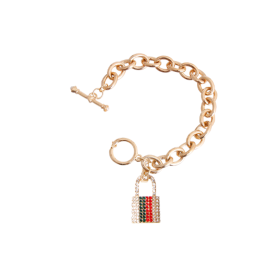Designer Inspired Rhinestone Lock Pendant (size: large)