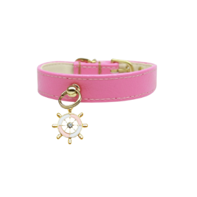 Nautical Dog Charm Collar (Color: pink, size: 20")