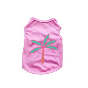 Palm Tree Tank Top (Color: pink, size: X Small)