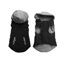 Reversible Hooded Coat (Color: Black, size: small)