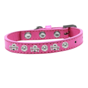 Skull Studded Collar (Color: pink, size: 16")