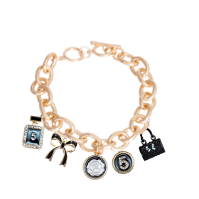 Bags & Bows Charm Necklace (Color: Black, size: medium)