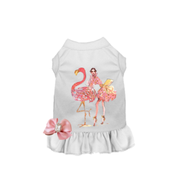 Fancy Flamingo Dress (Color: White, size: X Small)