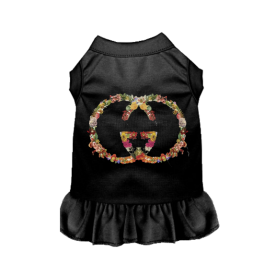 Floral Pucci Dog Dress (Color: Black, size: large)