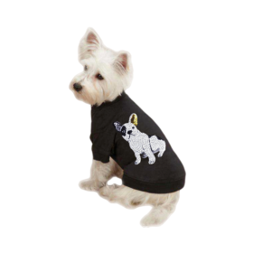 Frenchie Sequin Tee (Color: Black, size: medium)