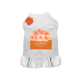 Hairmes Flowers Dog Dress (Color: White, size: large)