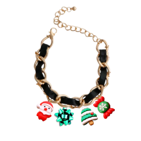 Holiday Charm Dog Necklace (Color: Black, size: 10")