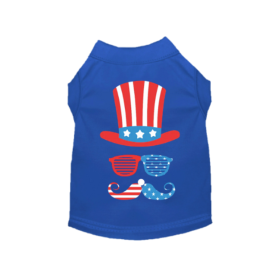 Uncle Sam Style Tee Blue Patriotic Dog Shirt (Color: Solid Light Pink, size: M)