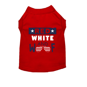 Red, White & Woof Tee Patriotic Dog T-Shirt (Color: Grey, size: XL)