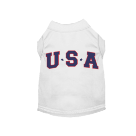 Star-Spangled Pup Tee White USA Dog Shirt (Color: White, size: L)