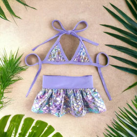 Bark Fifth Ave. Mermaid- Dog Bikini Set (Color: pink, size: S)