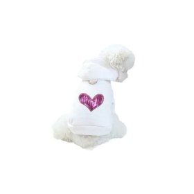 Sequin Heart Lightweight Hoodie- Dog Hoodie (size: M)