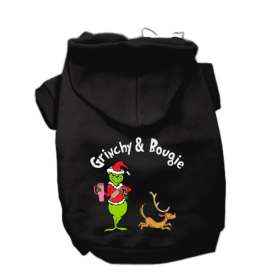 Grinchy and Bougie- Dog Hoodie (Color: Black, size: small)