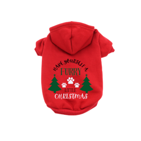 Have Yourself A Furry Little Christmas- Dog Hoodie (Color: Red, size: medium)