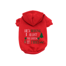 Making A List- Dog Hoodie (Color: Red, size: small)