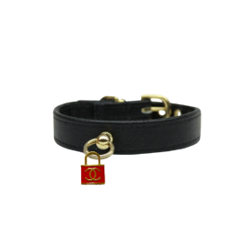 CC Lock Charm Collar (Color: Red, size: 12")