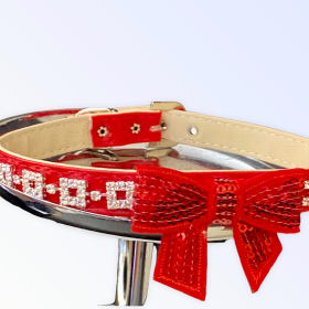 My Glam Holiday Bow Collar (Color: WHITE BOW, size: S)