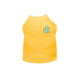 Chenille Embroidered Anchor Dog Shirt (Color: Yellow, size: large)