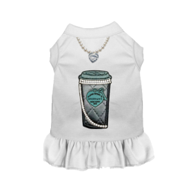 Return to Sniffany Caf Chic Pet Dress (Color: White, size: M)