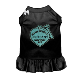 Return to Sniffany Heart Lock Pet Dress (Color: minuit-mystique, size: S)