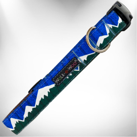 Snowcap Mountain Dog Collars (Color: Bl/Gr Snowcap Mtn, size: L 1" width fits 14-25" neck)