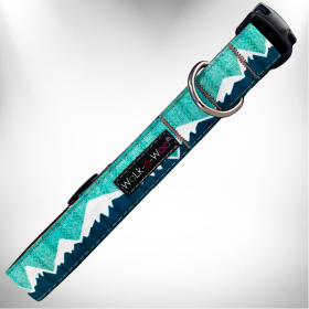 Snowcap Mountain Dog Collars (Color: Wintergreen Snowcap Mtn, size: S 3/4" width fits 10-14" neck)
