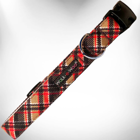 Plaid Dog Collars (Color: Gatsby, size: XL 1.5" wide fits 18-28" neck)