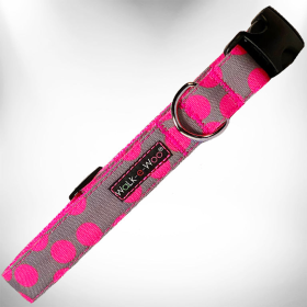 Polka Dot Dog - Neon Collars (Color: Pink Dot on Grey, size: XS 5/8" width fits 8-12" neck)