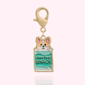 "I Am The Snack" Dog Collar Charm (Color: GOLD)