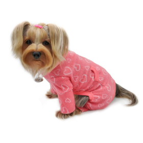 Blush of Love Fleece Turtleneck Pajamas (Color: pink, size: XL)