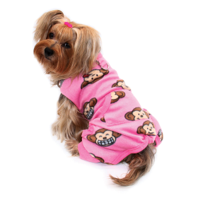 Silly Monkey Front Sleeveless Fleec Pajamas (Color: pink, size: XS)