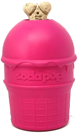 SP Ice Cream Cone Durable Rubber Chew Toy and Treat Dispenser (Color: pink, size: large)